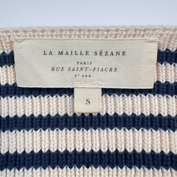 Sezane Navy and Cream Striped Sweater - Picture 5 of 14